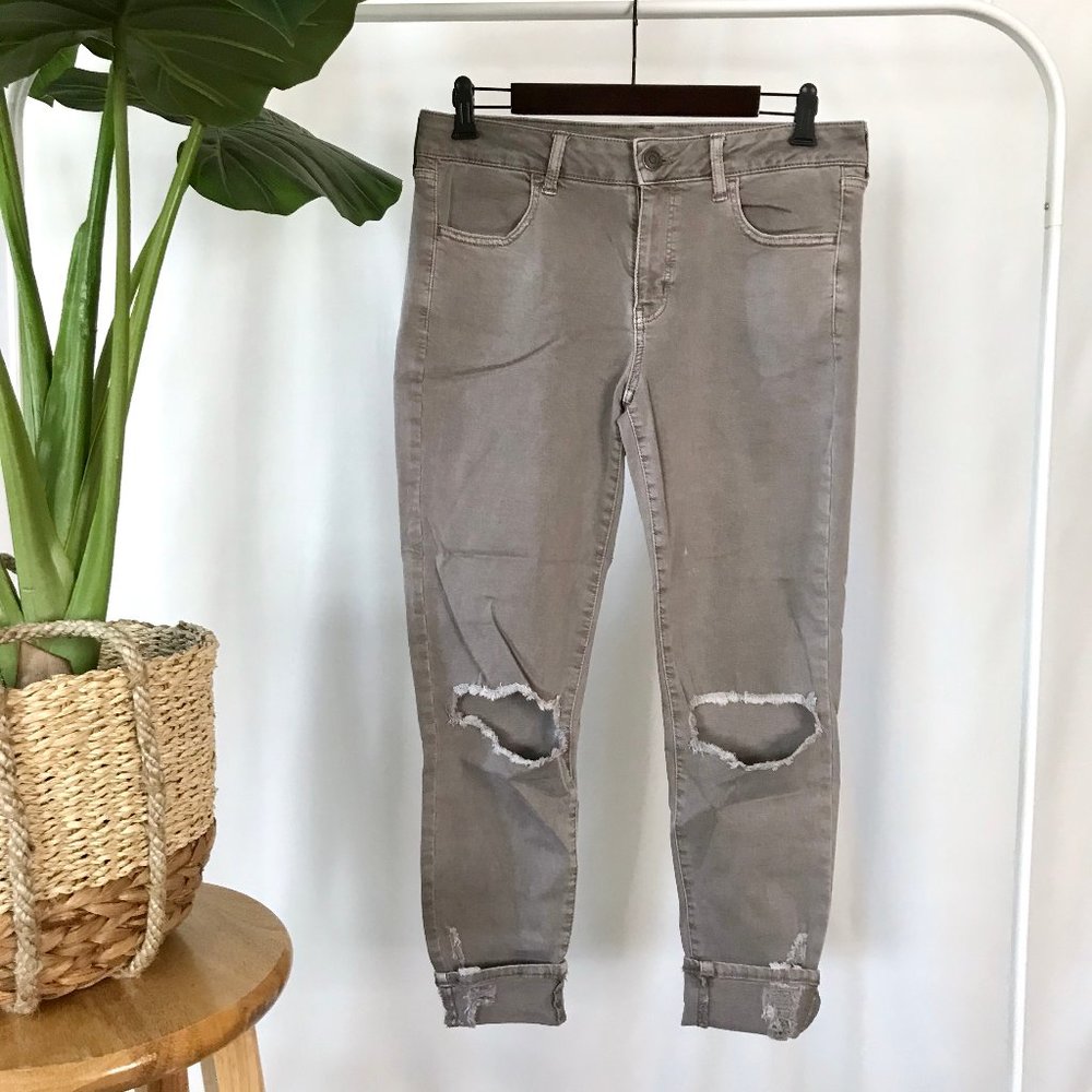 American Eagle Outfitters Distressed Grey Jeans 12